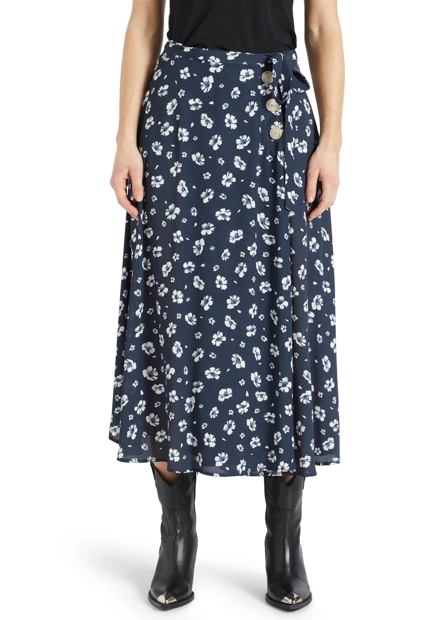 Khujo Hepke - A-Lijn Rok - Blau-Weiß Geblümt 8 Khujo Hepke - A-Lijn Rok - Blau-Weiß Geblümt - Afbeelding 6