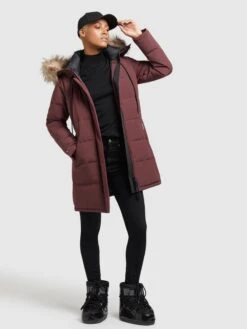 Khujo Wintermantels Wintermantel Cloren Dames Donkerrood -Khujo Winkel 1be537bb118135228b666b0aa23f4c39