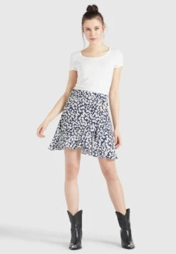 Khujo Undine - A-Lijn Rok - Dunkelblau-Weiß Geblümt -Khujo Winkel 21d347c6b0544e418abd3e172b4ecebd