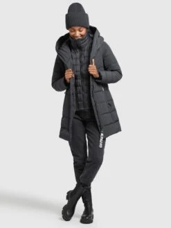 Khujo Korte Mantels Wintermantel Floyt Dames Donkergrijs -Khujo Winkel 542caea8563041d5bc868345c48f728b