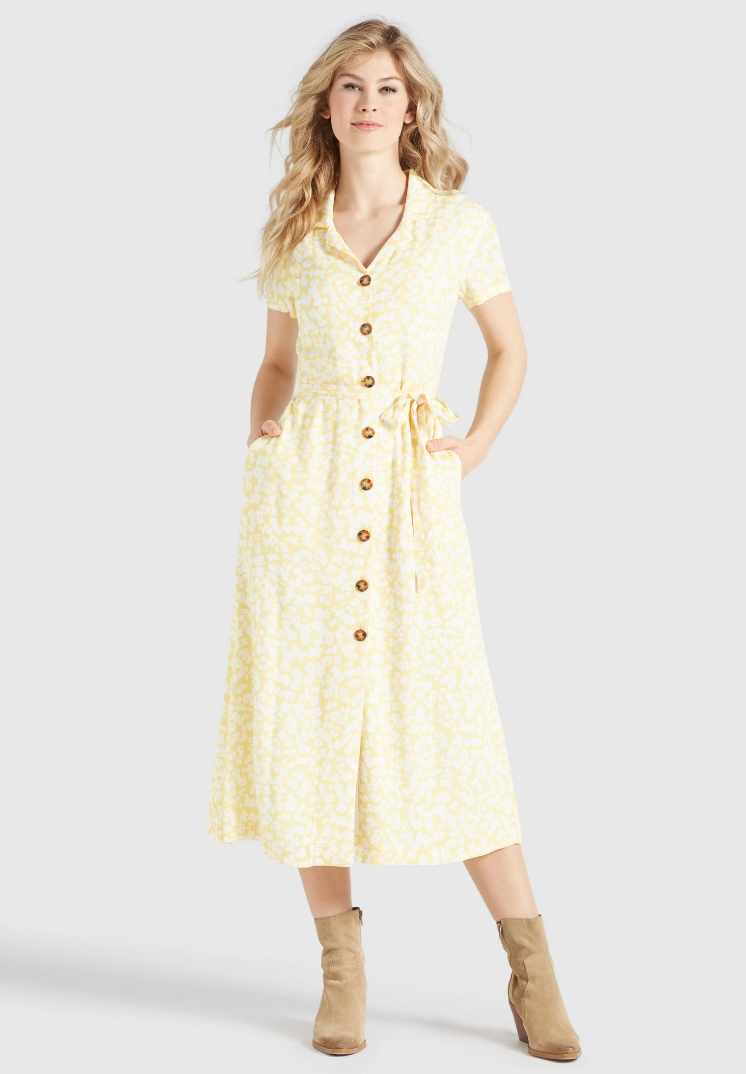 Khujo Goya - Blousejurk - Gelb-Weiß Geblümt 4 Khujo Goya - Blousejurk - Gelb-Weiß Geblümt - Afbeelding 2