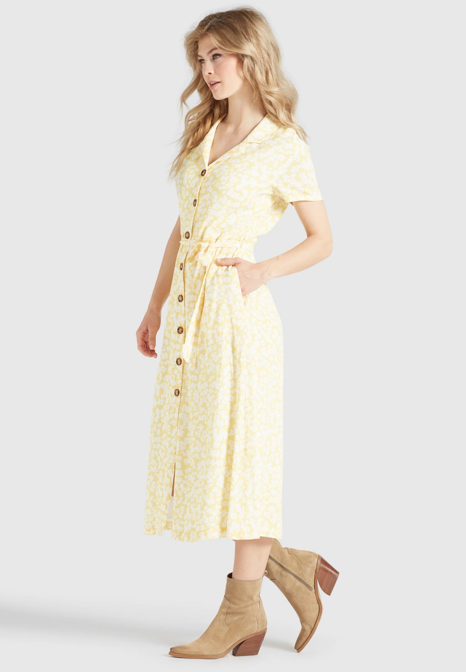 Khujo Goya - Blousejurk - Gelb-Weiß Geblümt 6 Khujo Goya - Blousejurk - Gelb-Weiß Geblümt - Afbeelding 4